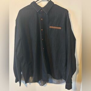 Mens - Black Denim Button-Up Shirt